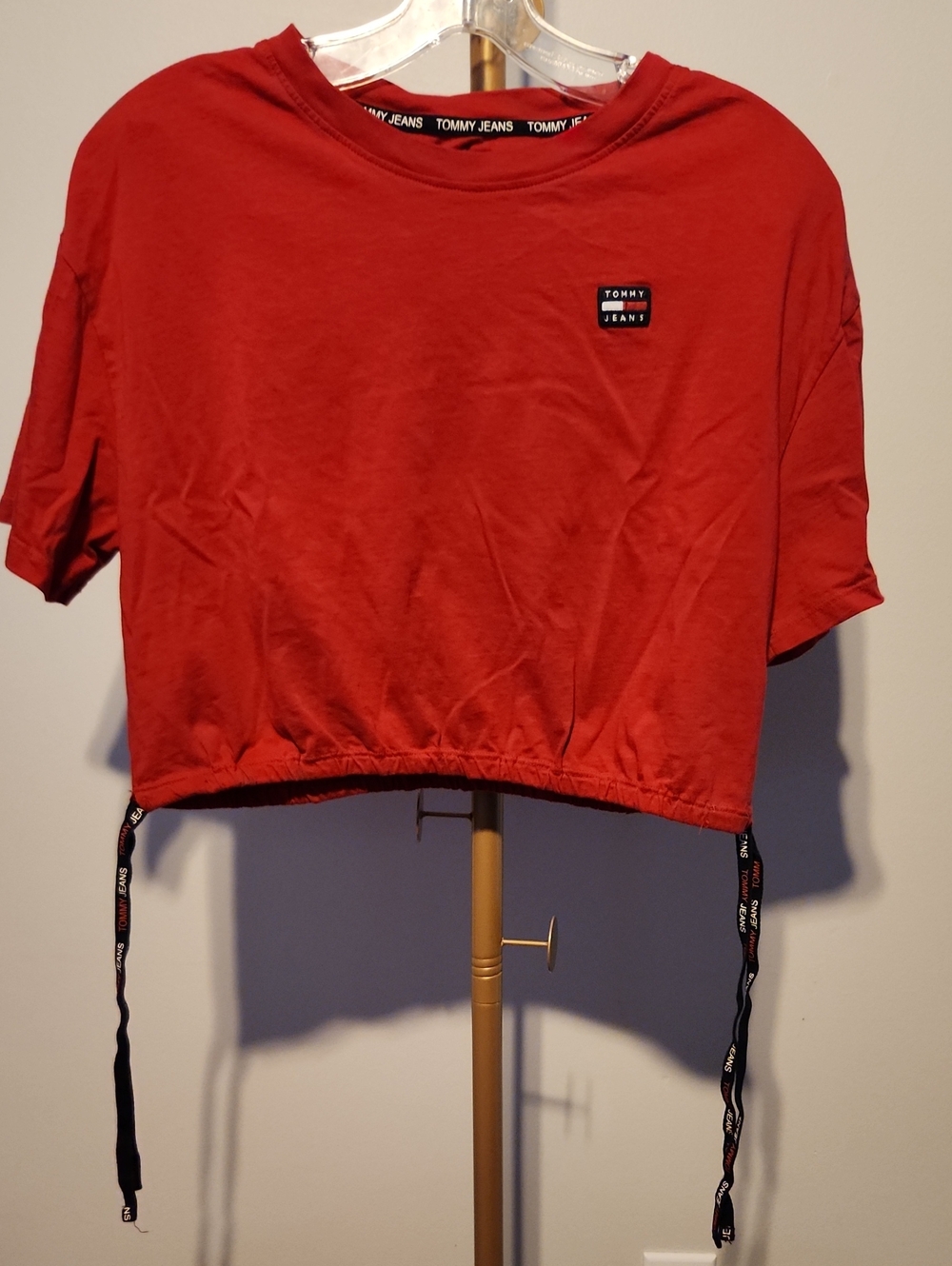 Tommy Hilfiger Red Cropped Drawstring Tee